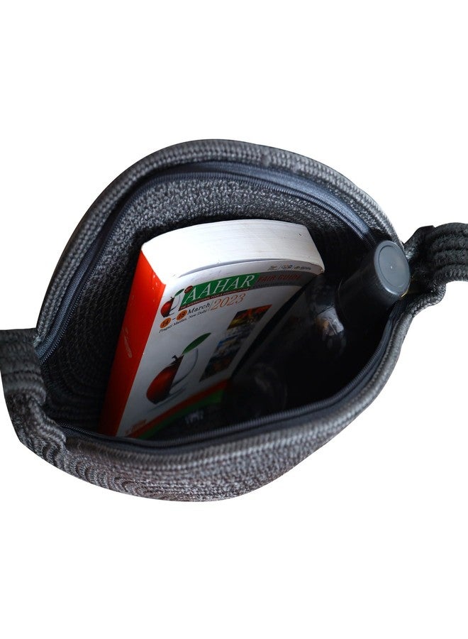 Ariya Women Round Sling Bag (4058 | Dark Grey) Handcrafted PP & Cotton Blend Shoulder Purse, Perfect for Ladies & Girls, Lightweight Crossbody Bag for Daily, Casual, Travel & All Occasions - Image 4